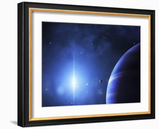 A Star Provides a Cool Glow on a Nearby Gas Giant-Stocktrek Images-Framed Photographic Print