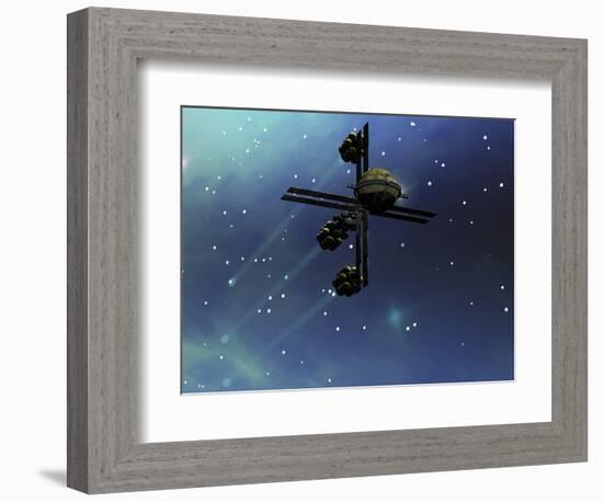 A Starship from Earth with Ion Drive Propulsion Explores the Cosmos-null-Framed Premium Giclee Print