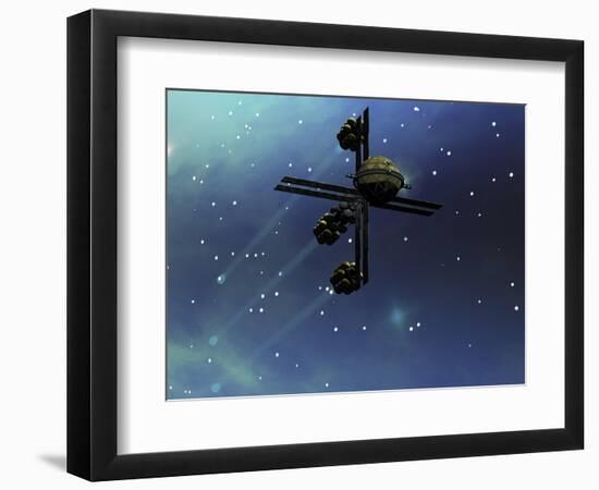 A Starship from Earth with Ion Drive Propulsion Explores the Cosmos-null-Framed Premium Giclee Print