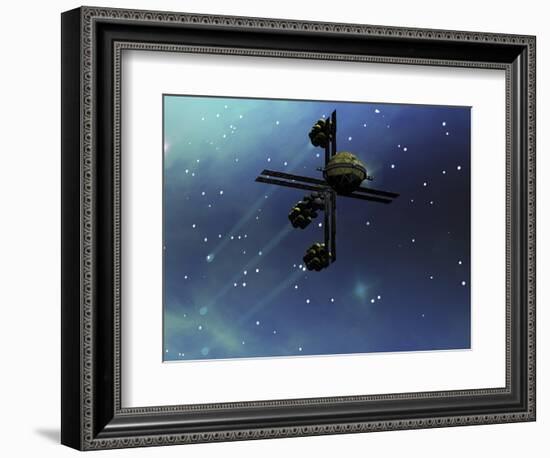 A Starship from Earth with Ion Drive Propulsion Explores the Cosmos-null-Framed Premium Giclee Print