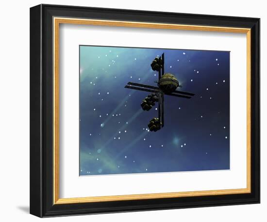 A Starship from Earth with Ion Drive Propulsion Explores the Cosmos-null-Framed Premium Giclee Print