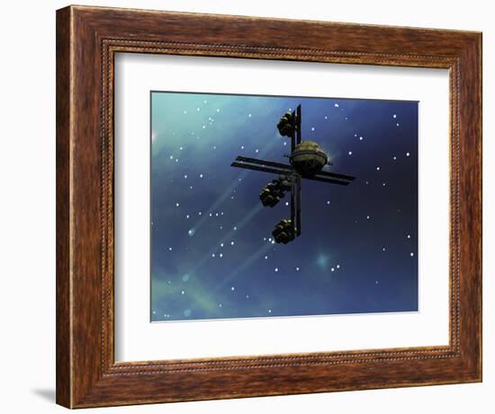 A Starship from Earth with Ion Drive Propulsion Explores the Cosmos-null-Framed Art Print