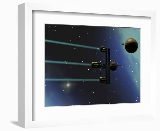 A Starship from Earth with Ion Drive Propulsion Explores the Cosmos-null-Framed Premium Giclee Print