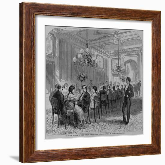 A State Dinner at the White House. from a Sketch by Theo. R. Davis. See Page 165.-null-Framed Giclee Print