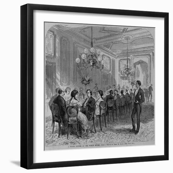 A State Dinner at the White House. from a Sketch by Theo. R. Davis. See Page 165.-null-Framed Giclee Print