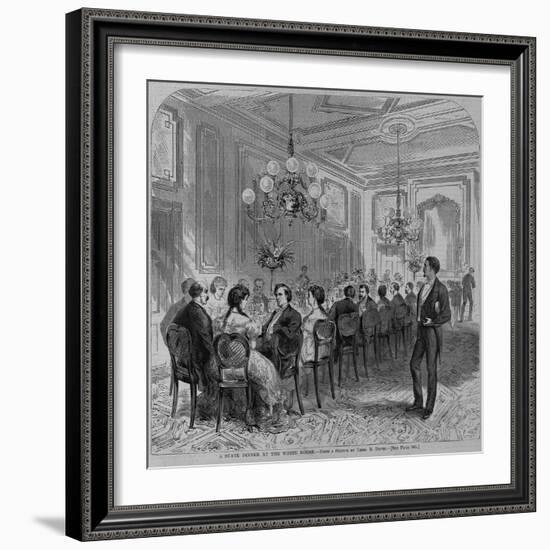 A State Dinner at the White House. from a Sketch by Theo. R. Davis. See Page 165.-null-Framed Giclee Print