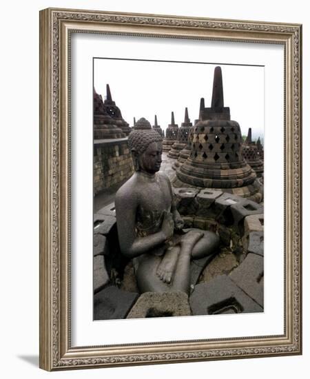 A Statue of Buddha Sits on a Terrace-Dita Alangkara-Framed Photographic Print