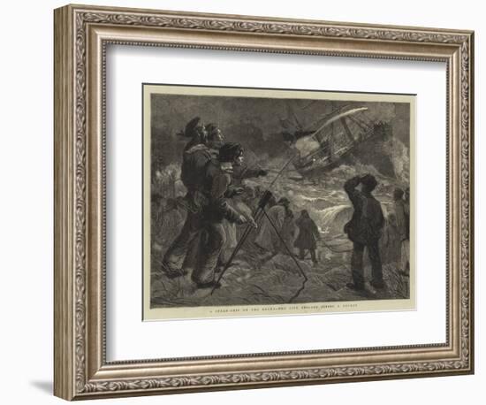 A Steam-Ship on the Rocks, the Life Brigade Firing a Rocket-Charles Joseph Staniland-Framed Giclee Print