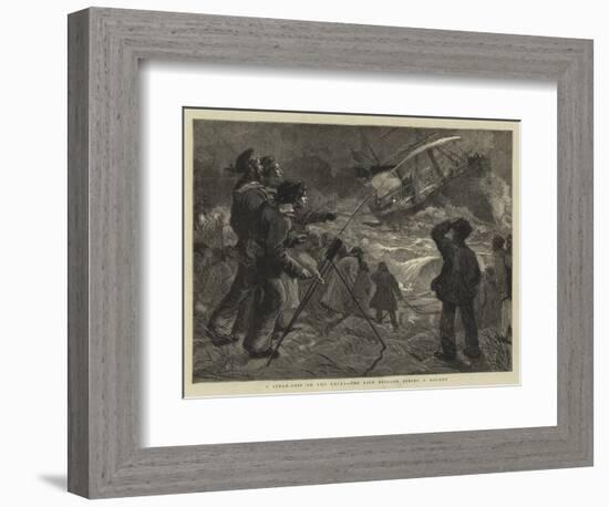 A Steam-Ship on the Rocks, the Life Brigade Firing a Rocket-Charles Joseph Staniland-Framed Giclee Print