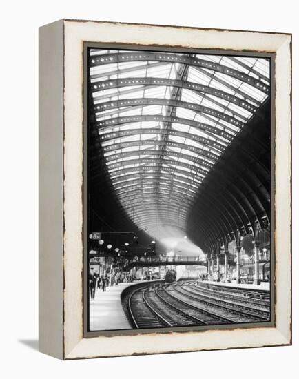 A Steam Train Entering York Railway Station, Yorkshire, England-null-Framed Premier Image Canvas