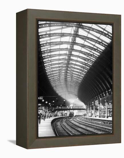 A Steam Train Entering York Railway Station, Yorkshire, England-null-Framed Premier Image Canvas