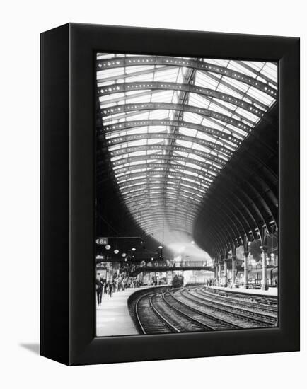 A Steam Train Entering York Railway Station, Yorkshire, England-null-Framed Premier Image Canvas
