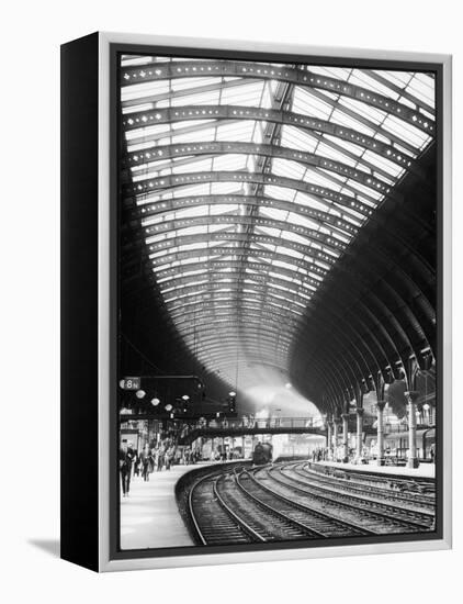 A Steam Train Entering York Railway Station, Yorkshire, England-null-Framed Premier Image Canvas