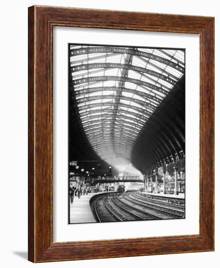 A Steam Train Entering York Railway Station, Yorkshire, England-null-Framed Photographic Print