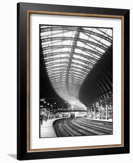 A Steam Train Entering York Railway Station, Yorkshire, England-null-Framed Photographic Print