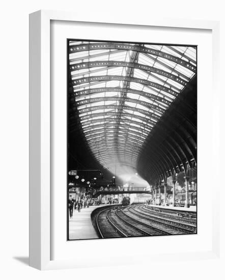 A Steam Train Entering York Railway Station, Yorkshire, England-null-Framed Photographic Print