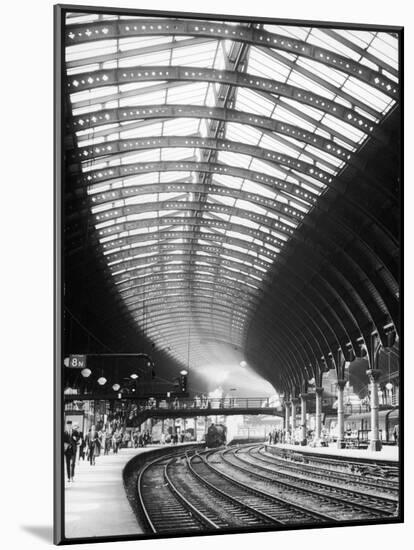 A Steam Train Entering York Railway Station, Yorkshire, England-null-Mounted Photographic Print