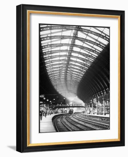 A Steam Train Entering York Railway Station, Yorkshire, England-null-Framed Photographic Print