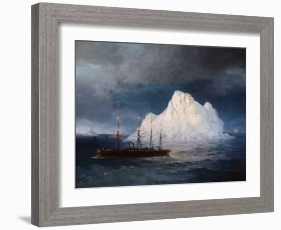 A Steamboat Sailing by an Iceberg-Ivan Aivazovsky-Framed Giclee Print