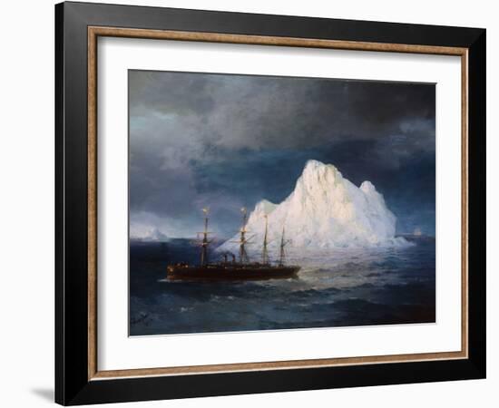 A Steamboat Sailing by an Iceberg-Ivan Aivazovsky-Framed Giclee Print