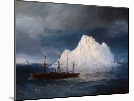 A Steamboat Sailing by an Iceberg-Ivan Aivazovsky-Mounted Giclee Print