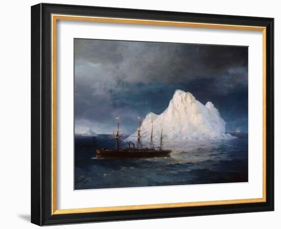 A Steamboat Sailing by an Iceberg-Ivan Aivazovsky-Framed Giclee Print