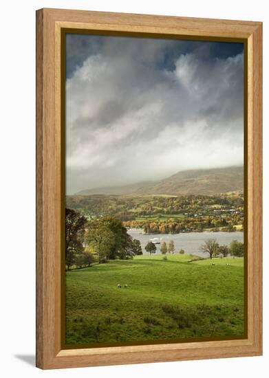 A steamer boat on Coniston Water at sunset.-Alex Saberi-Framed Premier Image Canvas