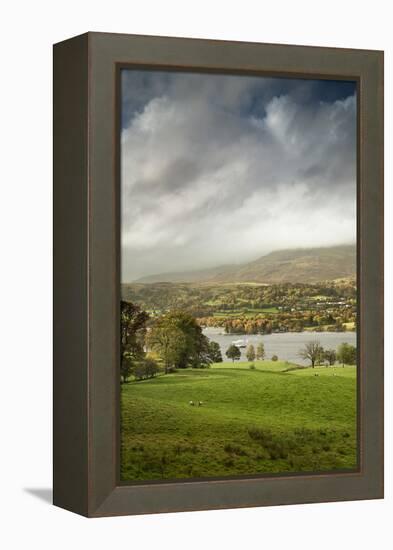 A steamer boat on Coniston Water at sunset.-Alex Saberi-Framed Premier Image Canvas