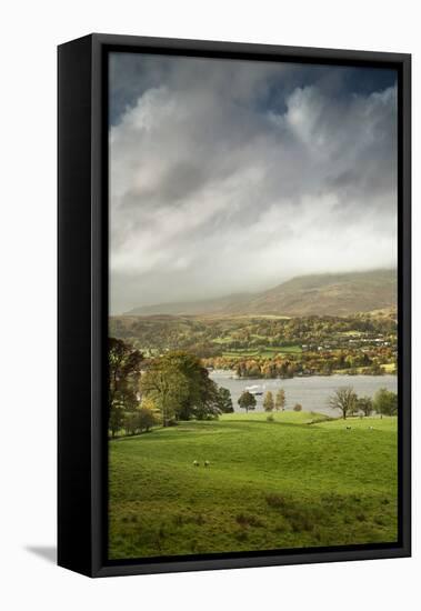 A steamer boat on Coniston Water at sunset.-Alex Saberi-Framed Premier Image Canvas