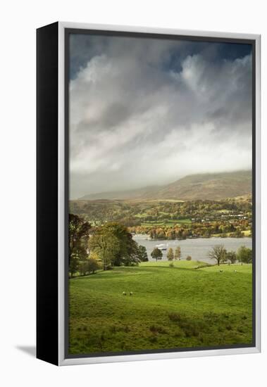 A steamer boat on Coniston Water at sunset.-Alex Saberi-Framed Premier Image Canvas