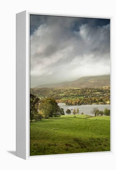 A steamer boat on Coniston Water at sunset.-Alex Saberi-Framed Premier Image Canvas