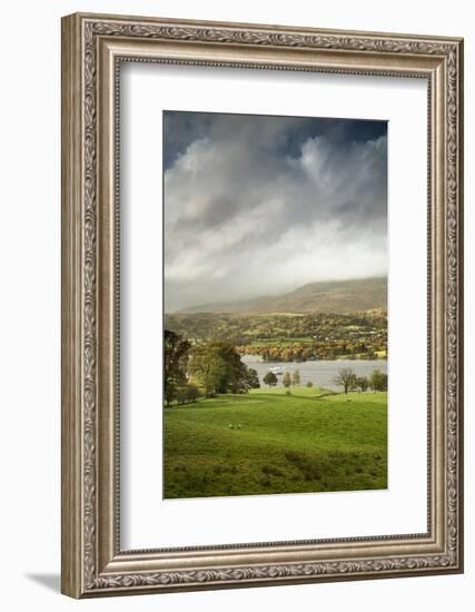 A steamer boat on Coniston Water at sunset.-Alex Saberi-Framed Photographic Print