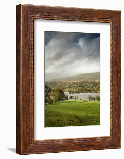 A steamer boat on Coniston Water at sunset.-Alex Saberi-Framed Photographic Print