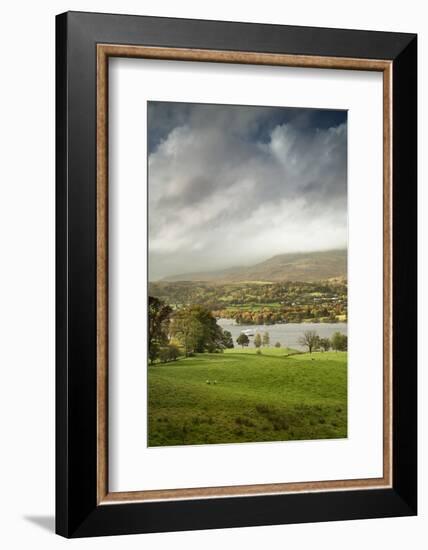 A steamer boat on Coniston Water at sunset.-Alex Saberi-Framed Photographic Print