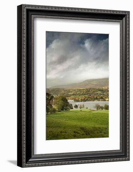 A steamer boat on Coniston Water at sunset.-Alex Saberi-Framed Photographic Print