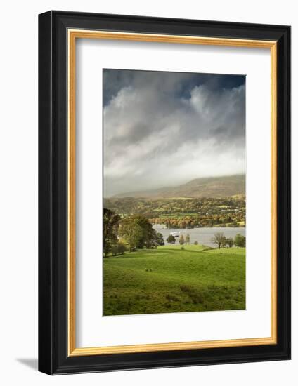 A steamer boat on Coniston Water at sunset.-Alex Saberi-Framed Photographic Print