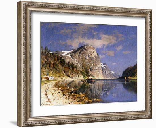 A Steamer in the Sognefjord-Adelsteen Normann-Framed Giclee Print