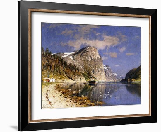 A Steamer in the Sognefjord-Adelsteen Normann-Framed Giclee Print