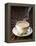 A Steaming Cup of Coffee on Coffee Beans-Peter Sapper-Framed Premier Image Canvas