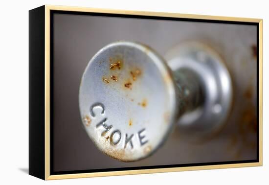 A Steampunk Style Retro Choke Knob - Shallow Depth Of Field-leaf-Framed Premier Image Canvas