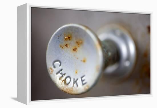 A Steampunk Style Retro Choke Knob - Shallow Depth Of Field-leaf-Framed Premier Image Canvas