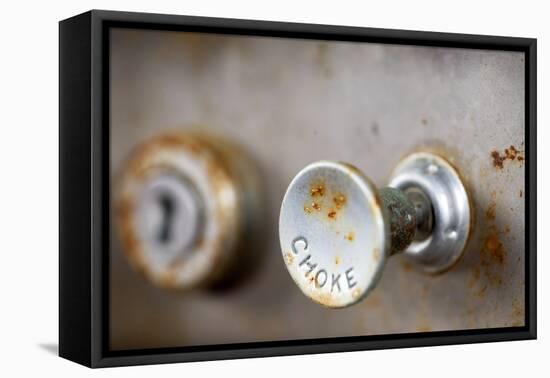 A Steampunk Style Retro Choke Knob - Shallow Depth Of Field-leaf-Framed Premier Image Canvas