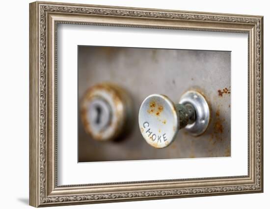 A Steampunk Style Retro Choke Knob - Shallow Depth Of Field-leaf-Framed Photographic Print