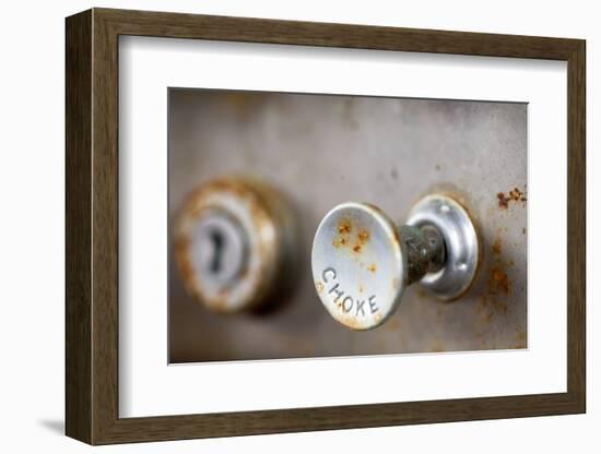 A Steampunk Style Retro Choke Knob - Shallow Depth Of Field-leaf-Framed Photographic Print