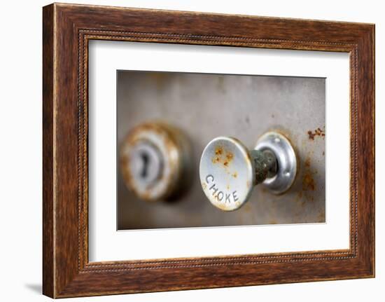 A Steampunk Style Retro Choke Knob - Shallow Depth Of Field-leaf-Framed Photographic Print