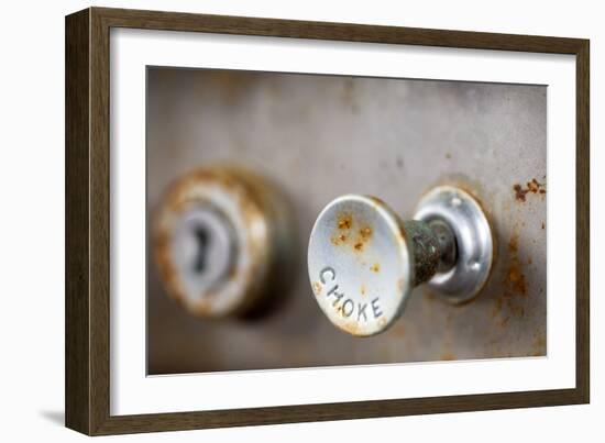 A Steampunk Style Retro Choke Knob - Shallow Depth Of Field-leaf-Framed Photographic Print