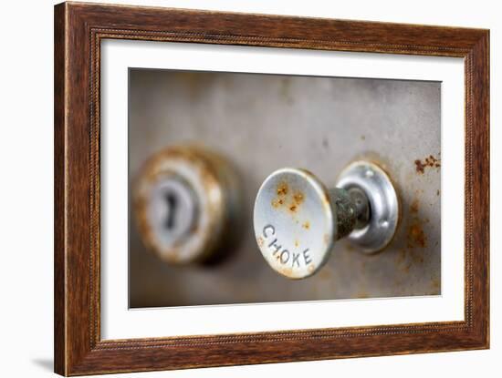 A Steampunk Style Retro Choke Knob - Shallow Depth Of Field-leaf-Framed Photographic Print