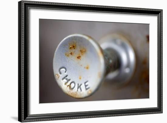 A Steampunk Style Retro Choke Knob - Shallow Depth Of Field-leaf-Framed Photographic Print