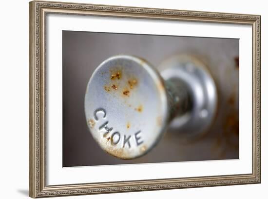 A Steampunk Style Retro Choke Knob - Shallow Depth Of Field-leaf-Framed Photographic Print