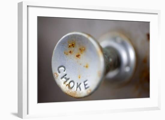 A Steampunk Style Retro Choke Knob - Shallow Depth Of Field-leaf-Framed Photographic Print